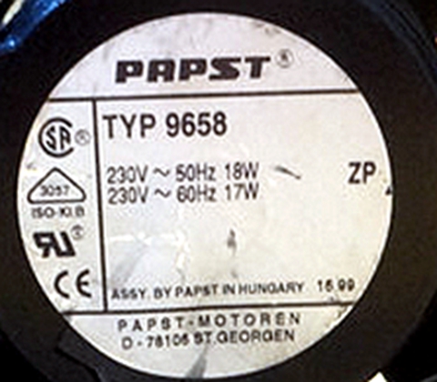 进口风机正品德国   TYP 9658 12CM 12038 230V 18/17W 散热 风扇