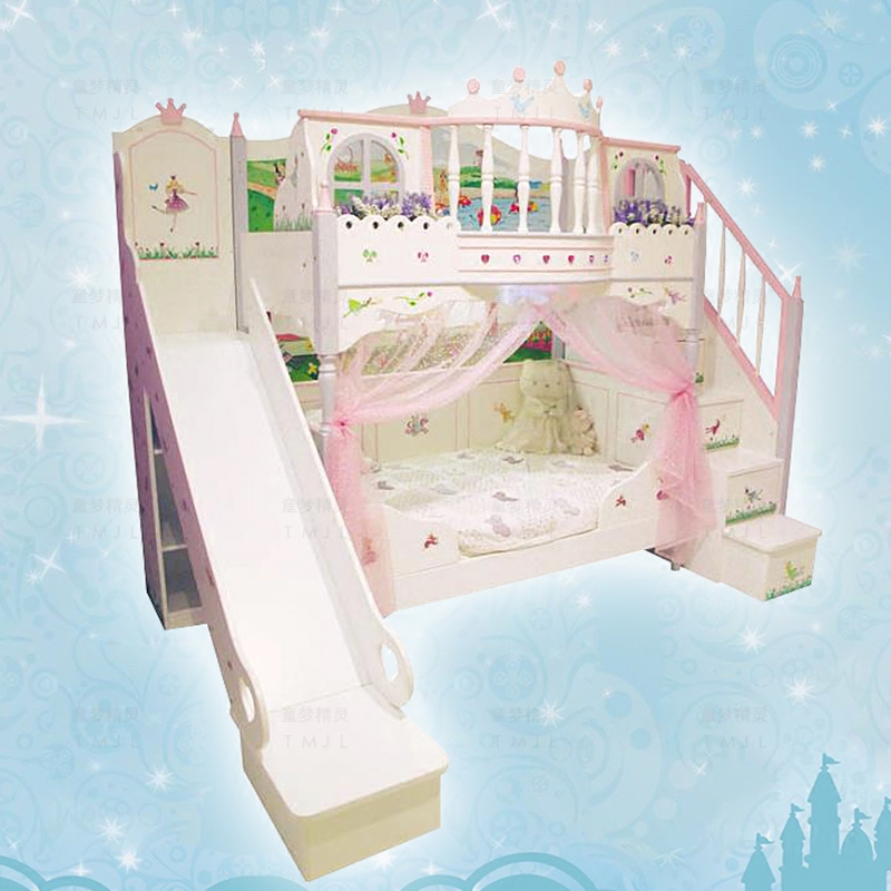 高端定制家具欧式创意实木上下床卡通现代公主儿童床城堡床双层床