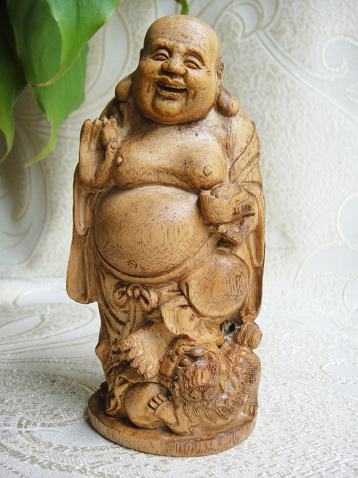 木檀世家印尼沉香笑狮罗汉摆件 沉香佛像弥勒佛艺术品木雕件
