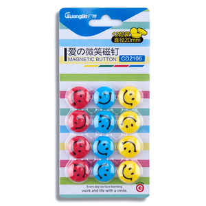 广博 吸铁石白板彩色圆形笑脸强磁扣 办公教学黑板磁铁磁钉CD2106