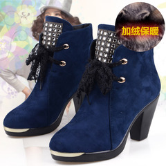 Beijing winter morning in new and old Beijing cloth shoes authentic women's shoe lace and velvet boots on drilling high boot