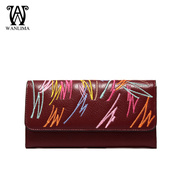 Wanlima/million 2015 new lady wallet large zip around wallet purse leather fashions for fall/winter pattern money clip