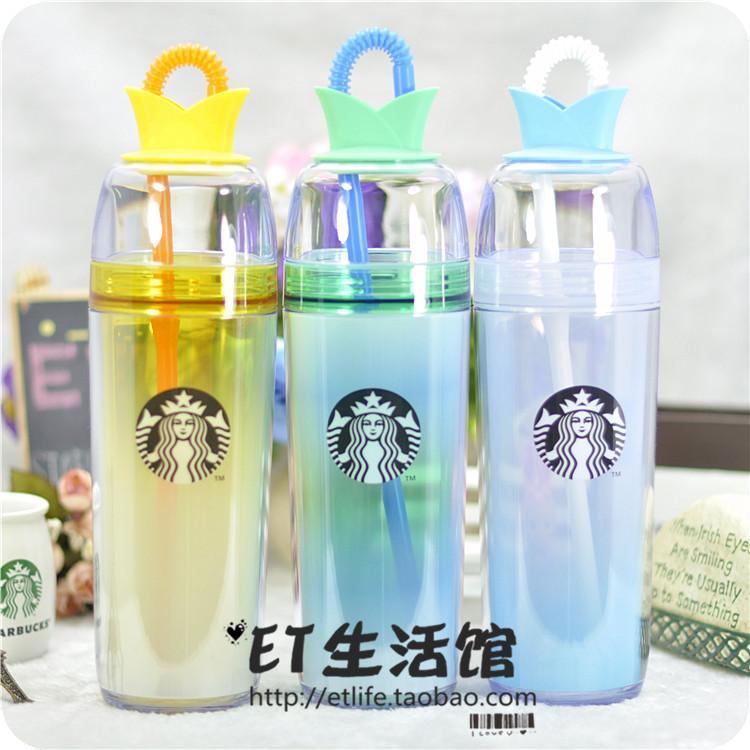 台湾星巴克杯子2015周年运动水壶水瓶缤纷夏日人鱼吸管随行杯包邮