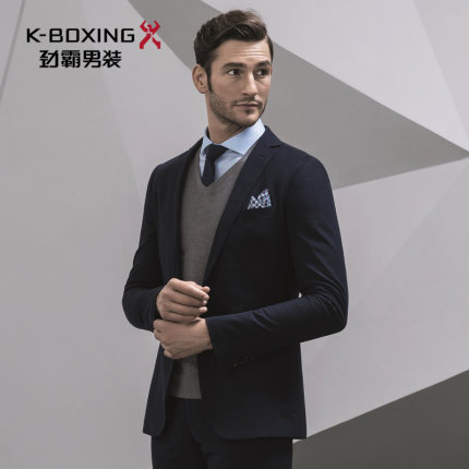【专柜新品】劲霸男装2017新款纯色西服商务休闲单西服|BXFV1342