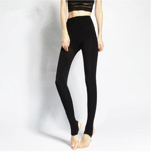 富利凯秋冬款面膜钢丝磨毛加厚保暖打底压力裤瘦腿踩脚一体裤黑肤