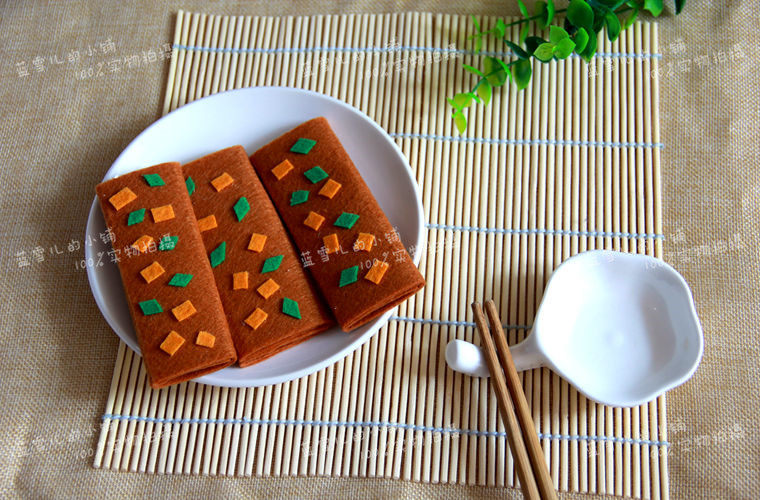 手工不织布春卷中式点心家具装饰摆件创意礼品幼儿园作业早教道具