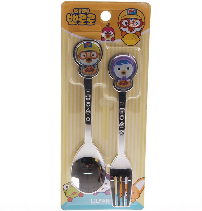 韩国进口儿童不锈钢餐具勺叉