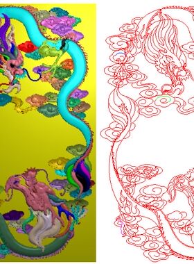 精雕线图 浮雕图 双龙 龙 二龙 源文件 JDP【JD566】