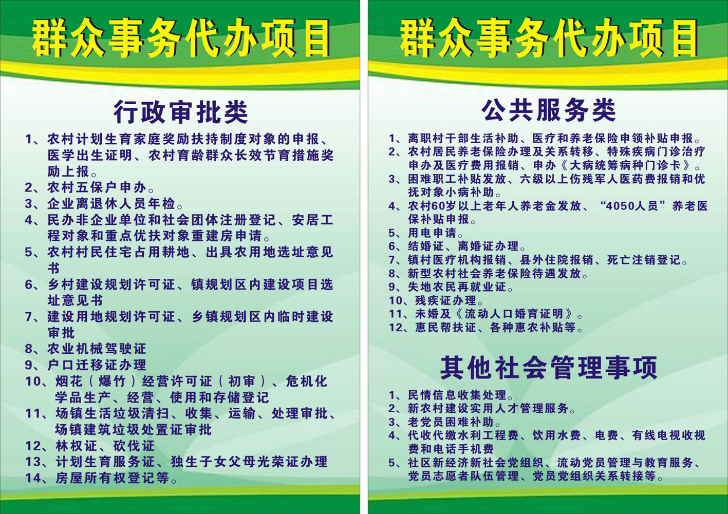 728海报印制展板写真喷绘贴纸805社区便民服务4群众事务代办项目