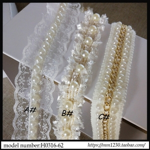 珍珠花边链条装饰衣服礼服肩带腰带手工发带头箍diy饰品配件材料