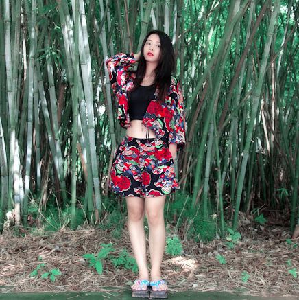 改良和服 复古文艺棉麻印花扇形和服套装苍井优森女上衣外套短裤|msdalam kategori Butik wanita / wanita, jaket pendek - dari Buy2taobao.com untuk memberikan perkhidmatan ejen Taobao profesional membeli
