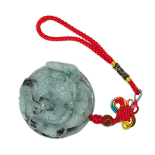 富贵缠身把件A货飘花金蟾手玩件真玉有证书b4o 钰达翡翠金蟾摆件