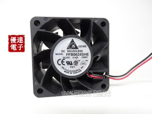 台达 6CM/厘米6038 FFB0624SHE 24V 0.40A 大风量2线 变频器风扇