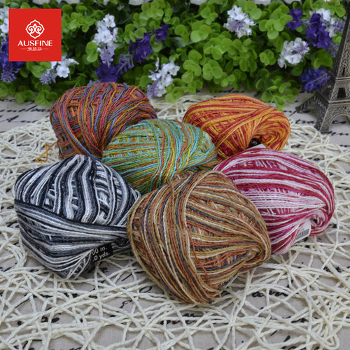 亚麻线 5#蕾丝进口春夏棉线 LANAS STOP BRILLANT 花色段染棉麻