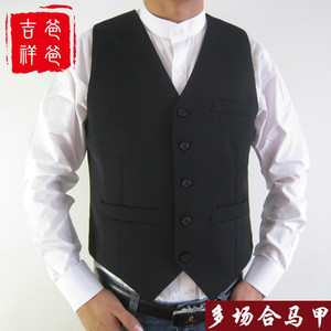 韩版男士礼服新郎结婚宴会马甲修身西装西服马甲背心加肥爸爸马夹
