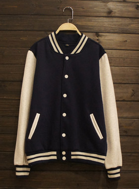 糖果色春秋款日系情侣装棒球服