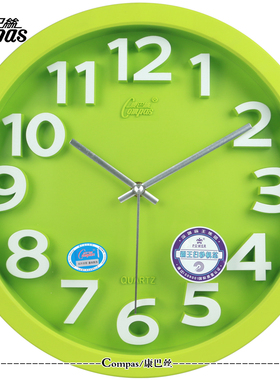 康巴丝14寸超静音钟表立体创意挂钟客厅挂表石英钟时尚现代时钟表