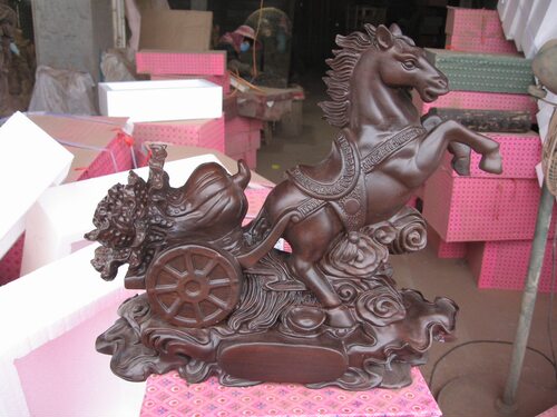 马到成功生肖招财动物黑檀木雕