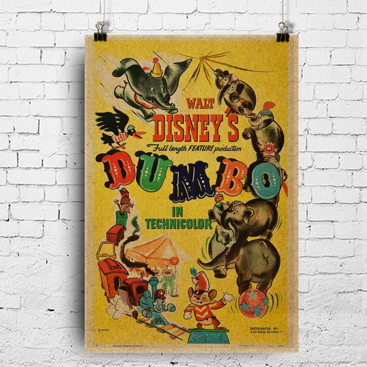 小飞象动画片海报装饰画定制dumbo1941年版小象丹波复古动漫装饰