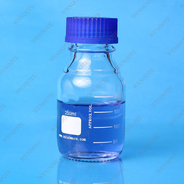 250ml 蓝盖试剂瓶 丝口试剂瓶 广口样品瓶 防漏大口瓶  鹏硅料