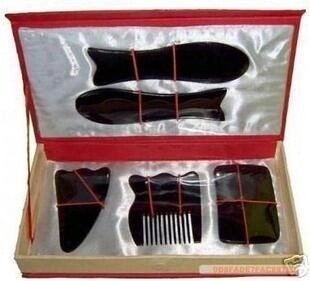 正品牛角刮痧板套装5件套 面部 眼睛美容 脸部 瘦腿刮痧板