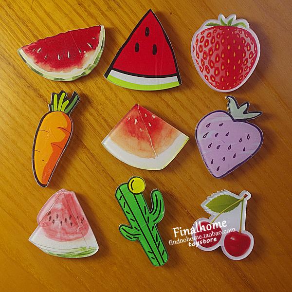 原宿风西瓜萝卜草莓仙人球水果创意家居装饰磁性冰箱贴