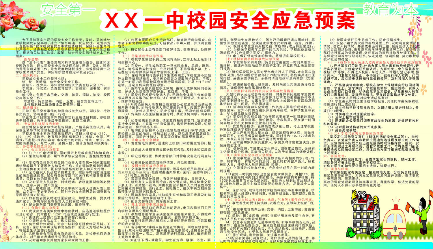 752海报印制展板写真喷绘414校园安全应急预案校园安全小常识