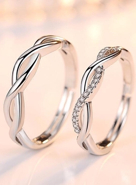 S925银情侣戒指男女甜美开口指环