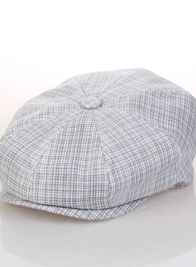 报童帽夏季亚麻薄款单帽画家帽八角帽复古帽男女士韩版潮浅色帽子