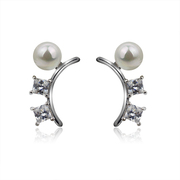 Mu-Mu-jewelry earrings women''s hypo-allergenic earrings Pearl-like Joker Japanese and Korean faux rhinestone earrings 955