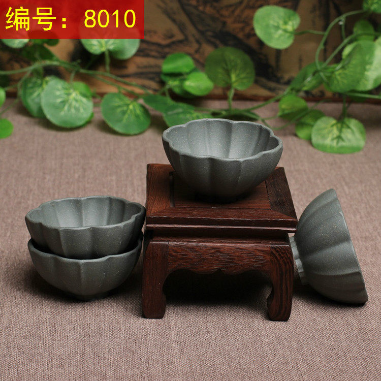 宜兴手工功夫茶杯墨绿泥
