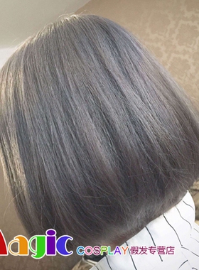 lolita假发软妹日常日系森女风cos假发原宿烟灰色梨花头短发WIG1