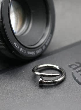 钉子戒指男欧美创意复古钛钢螺丝钉戒指个性气质潮男女开口食指环