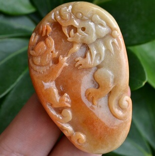 特价四会厂家A货翡翠 黄翡精工雕刻造型大气 望子成龙挂件带证书