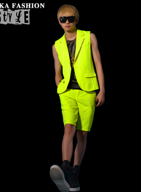 【独家】荧光黄偏绿马甲套系 舞蹈DSDJ 夜店 酒吧歌手 演出服饰