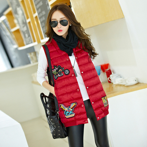 棉马甲女中长款冬装胖妹妹棒球服大码修身胖mm加厚200斤羽绒马夹