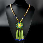 Very limited new Thai hand-woven white dust wood filigree flower necklace long Pearl Necklace accessory