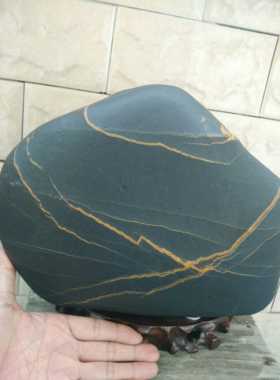 金纹石原石籽料黄龙玉江西图案信江奇石观赏石冻蜡画面石雕料摆件