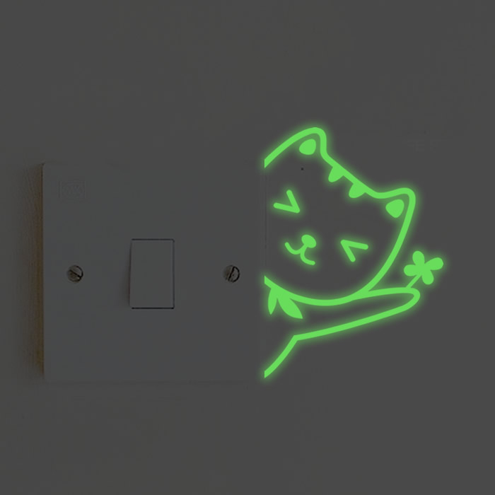 全夜光教室自粘侧身猫咪开关贴纸