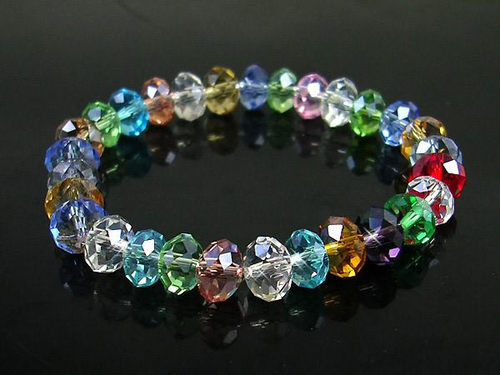 厂家直销  小清新甜美风 超仙高颜值8mm时尚彩色水晶手链 满包邮