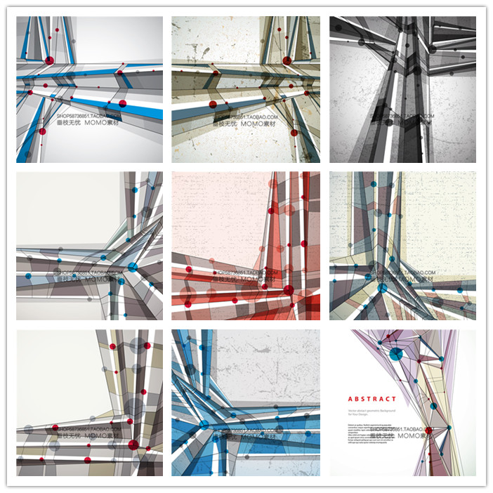 A3409矢量抽象几何创意科技风线条色块背景图 AI设计素材