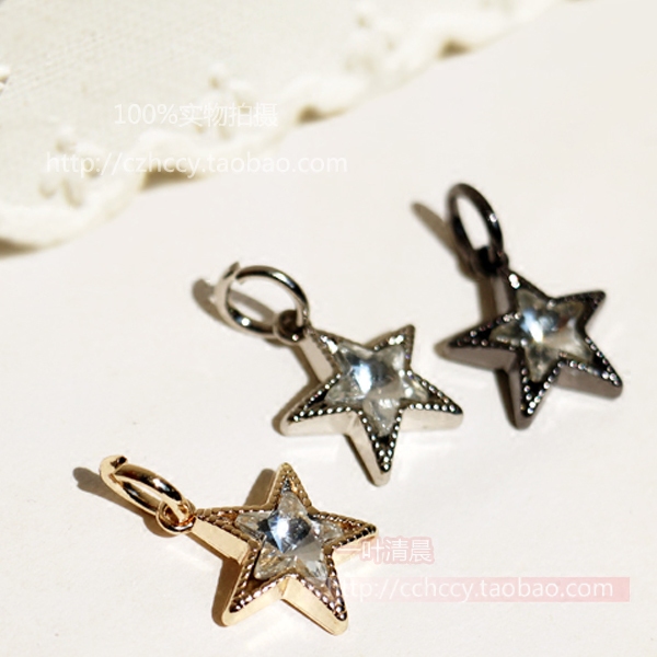 镶钻金属五角星项链饰品配件