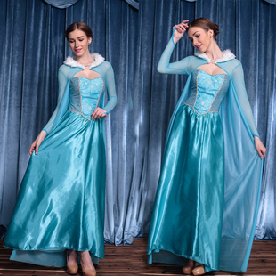 冰雪奇缘演出服装艾爱莎公主裙长袖连衣裙万圣节服装灰姑娘女王装