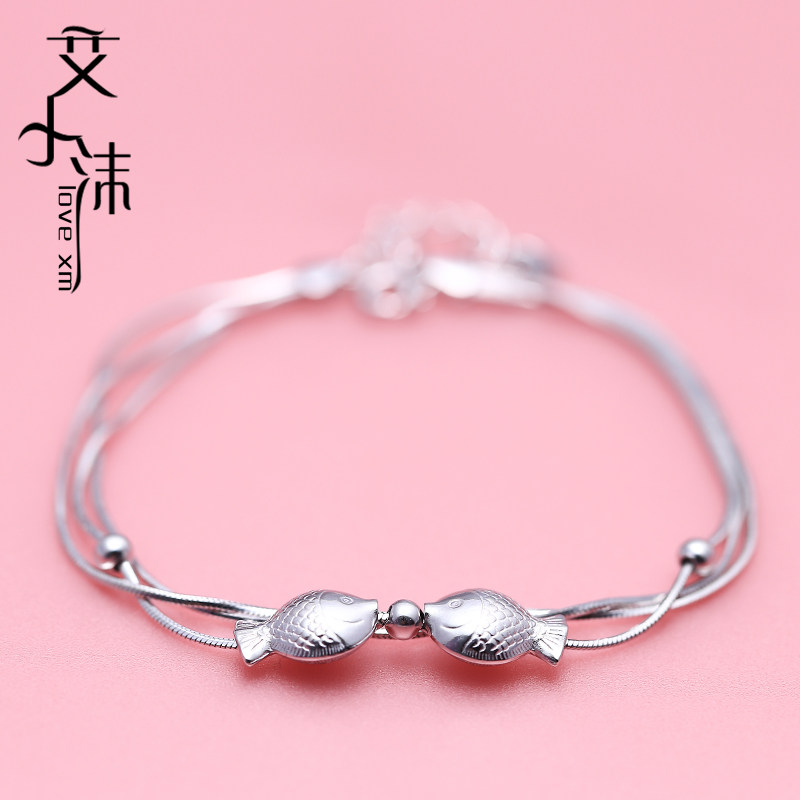 Sterling Silver Pisces Bracelet Kiss fish Silver Bracelet 925 Sterling Silver Female models fashion Hand string Pisces Confidantein the Accessories/Fashion Jewelry, Bracelets  category - from Buy2taobao.com to provide professional Taobao agent buy service