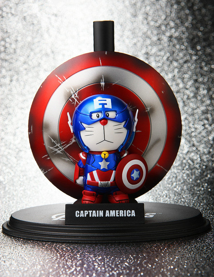 加强电镀版 哆啦a梦 美国队长 机器猫 叮当猫 cos 手办车载摆件