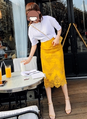 W花花蕾丝半身裙夏季2026新款女韩版 百搭高腰A字裙包臀裙Alice