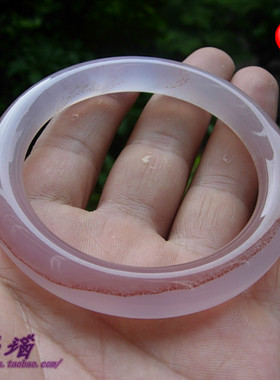 时尚正品巴西纯天然玛瑙玉髓圆条手镯56mm 精美朱砂纹理 水晶福镯