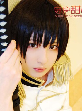 {包邮}甜心家黑塔利亚 APH 日本/本田菊黑色收脸cosplay假发特价