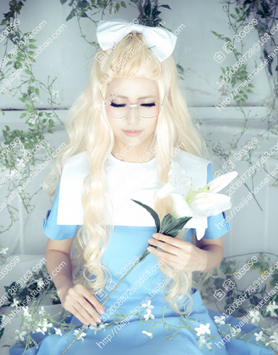ZONE-00 零之地带 白百合姬 波浪卷  淡金色长卷发 cosplay假发