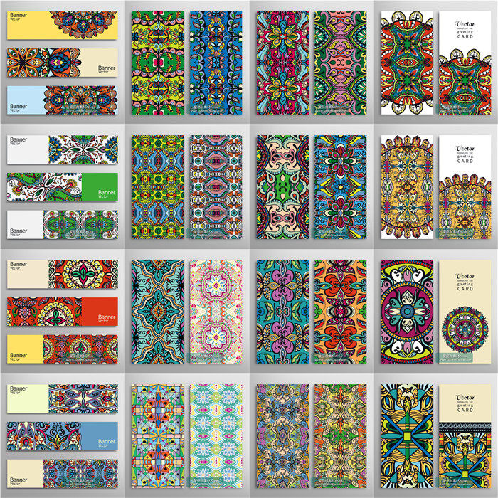 [429]繁复抽象异域民族背景banner曼陀罗名片展示 AI矢量设计素材